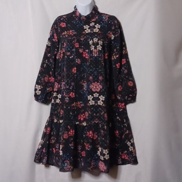 To La Roo Girls Black Floral  Tunic Neck Midi Dress. Size 14 - Picture 2 of 15